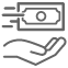 A hand sending  money